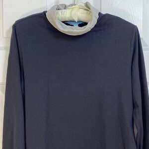 2 for $25 - Jessica Black Turtleneck Top w Contrast Gray Neck Hem Sleeves, M 12